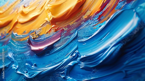 Artistic expression in action, close-up on a paintbrush transforming a canvas, the dance of colors