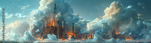 A visually rich depiction of a cloud system as a library with avatars exchanging books