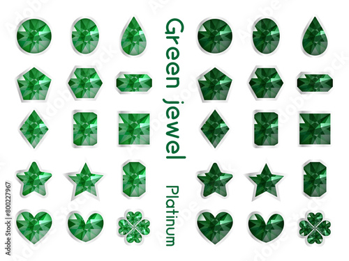 緑色の宝石セット（プラチナ） ダークグリーンのジュエルセット（プラチナ）