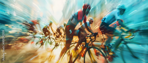 Blurred motion, shooting a crowd of cyclist