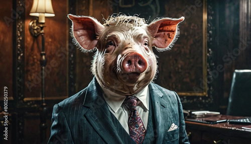 Corrupt politician depicted as a disgusting pig