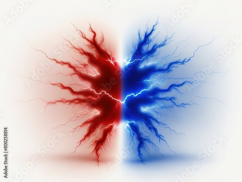Red and blue stromy electricity isolated on transparent background. cutout