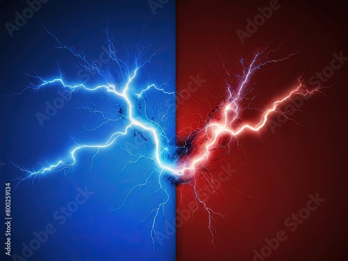 Red and blue stromy electricity isolated on transparent background.