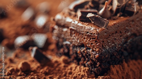 Macro shot of chocolate dessert