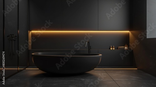 Black minimalist bathroom interior Ai generated