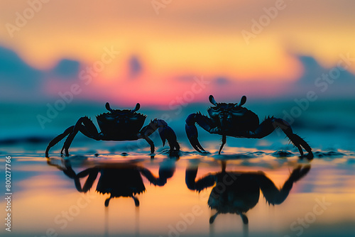 AI generated illustration of two crabs on a sandy beach