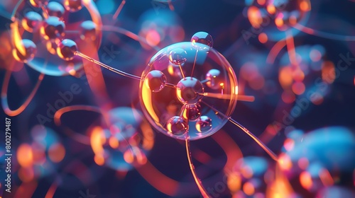 Erbium atoms represented in an atomic model, glowing effects, close-up lens, 