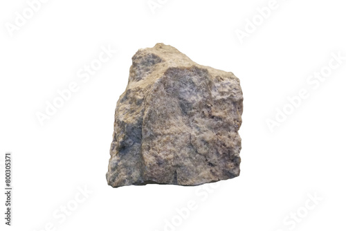 Raw skarn non-foliated metamorphic rock specimen isolated on white background.