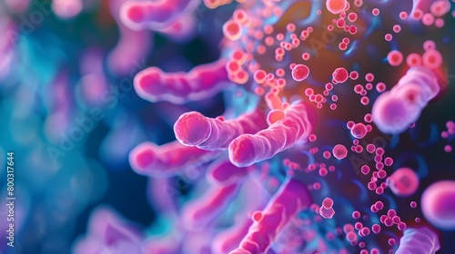 Probiotic Lactobacillus Microorganism Revealed in Vivid Gradient Hues and Intricate Details