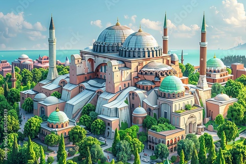 Hagia Sophia, one of the most famous landmarks of Istanbul, Turkey, is a Late Antique structure that was originally built as a Christian patriarchal basilica, later serving as an i