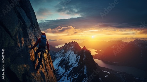 Professional climbers climb on the rock. Big rock. professional athlete 
