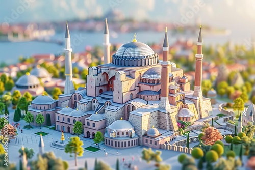 Generate an image of Hagia Sophia as if it was a miniature model