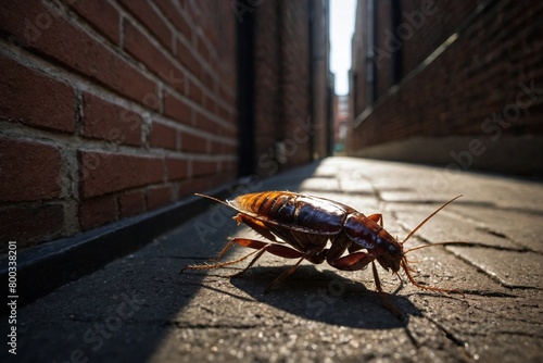 An image of a Cockroach on the street
