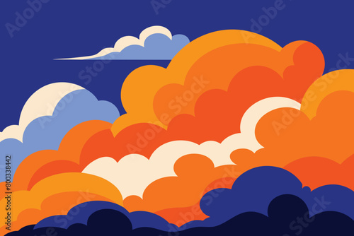 Dramatic cloudscape with vivid orange and cool blue tones vector