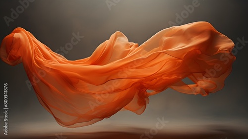 tissu orange en mouvement, généré par IA 
