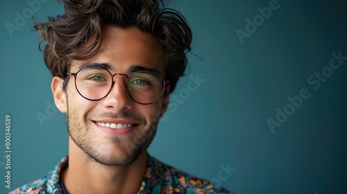 A Handsome young man over isolated background with glasses and happy