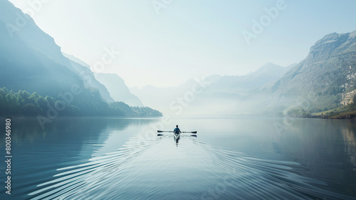 Person rowing on a calm lake