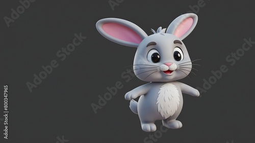 white rabbit with a pink bow black background