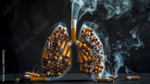 Lungs Constructed from Cigarettes Symbolizing the Peril of Smoking
