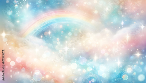 Soft Pastel Rainbow with Gentle Star Bokeh Background, Tranquil Scene, Dreamy Ambiance, Serene Background, Wall Art, 4K Wallpaper, Frame TV Art