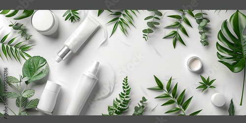 White Blank Cosmetics Mockup with natural theme background
