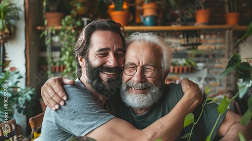 man happy enjoy to living at home in father's day with love of family AI generated