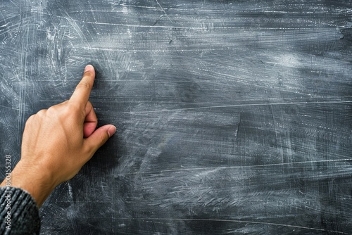 Hand of a school teacher erasing chalk with finger on a chalkboard