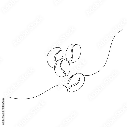 Abstract coffee bean drawing, coffee beans set continuous one line art.