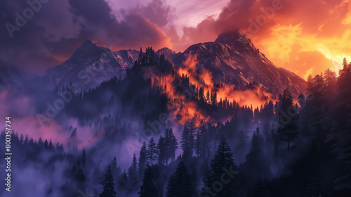 sunset or sunrise over mountains, dawn or dusk, landscape and nature. Wall Art Design for Home Decor, 4K Wallpaper and Background for desktop, laptop, Computer, Tablet, Mobile Cell Phone, Smartphone