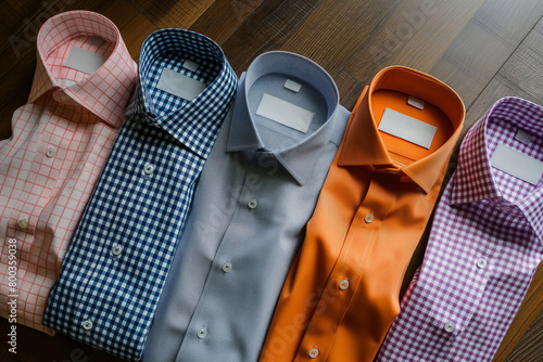 Elegant collection of men's formal dress shirts showcased in a flat lay arrangement