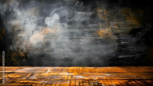 Detailed Image of a Dusty Black Chalkboard in a Classroom Environment. Concept Classroom Setting, Dusty Chalkboard, Educational Background, Learning Space, Close-up Shot