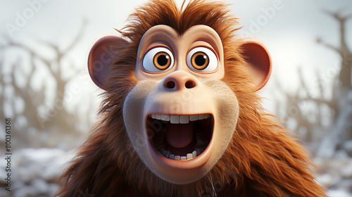3d rendered photo of cartoonish monkey made with generative AI
