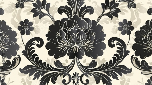 Exquisite Baroque Floral Patterns in Elegant Monochrome Tones