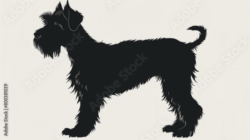Detailed silhouette of a full-bodied Schnauzer dog standing in an elegant pose
