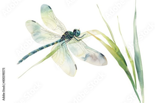 A watercolor painting of a dragonfly