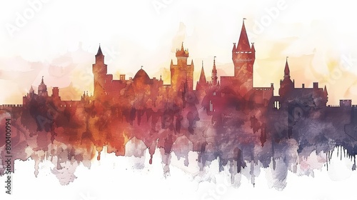 A beautiful watercolor painting of a cityscape