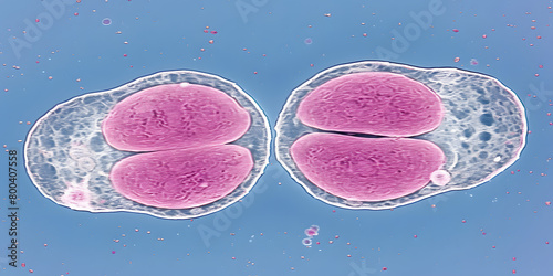 Visão microscópica de uma célula em mitose