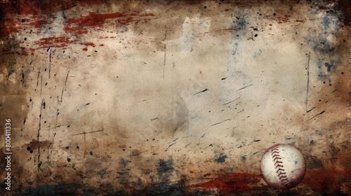 This image shows a faded baseball resting on a textured grungy surface, hinting at a sense of nostalgia and the passage of time