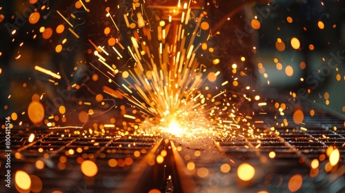 Welder's craft in full display, surrounded by a halo of welding sparks