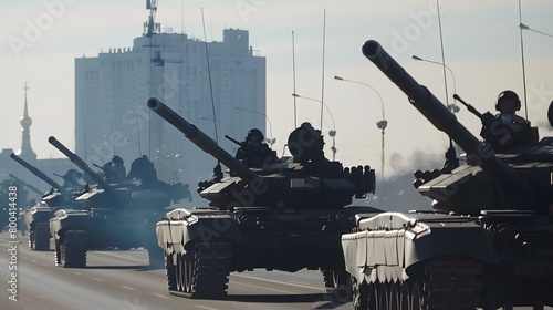 A convoy of tanks is driving in the capital.
