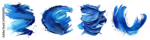 Design swirls blue element brushed set cutout, smooth shape spiral