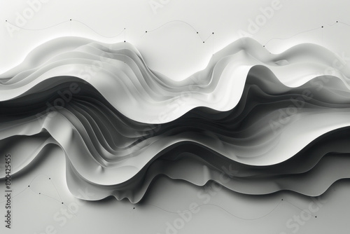 A minimalist design with waves of thin lines that seem to ripple across the canvas, representing the flow of information,
