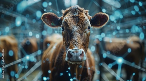 Close-Up of a Brown Cow in a Modern Dairy Farm