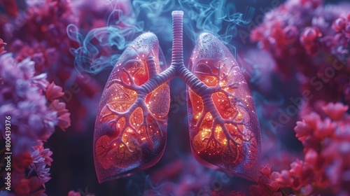 a computer generated image of a person s lungs with smoke coming out of them