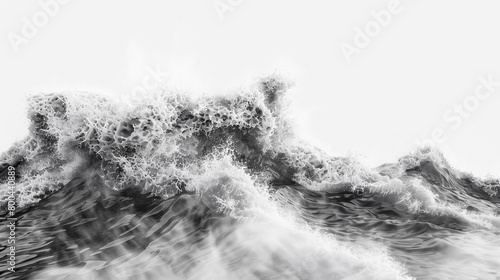 A misty gray tide wave isolated on solid white background.