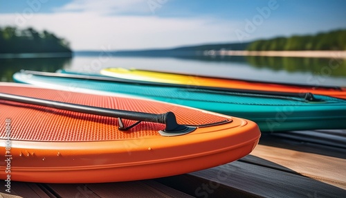 Waterside Wonderland: Colorful Paddleboards by the Shore