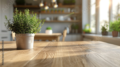 close-up photo of the surface of a rough wooden light table against the background of a sunny kitchen in a country house. ground view mocap for natural food on the table