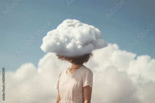 女, 女性, 雲, 煙, 雲に覆われる女性, 天気, アート, woman, clouds, smoke, cloud covered woman, weather, art