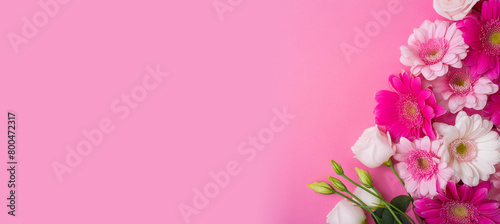 Kwiaty różowy baner własny tekst