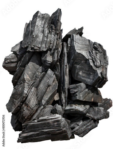 stack of of oil shale isolated on a white background